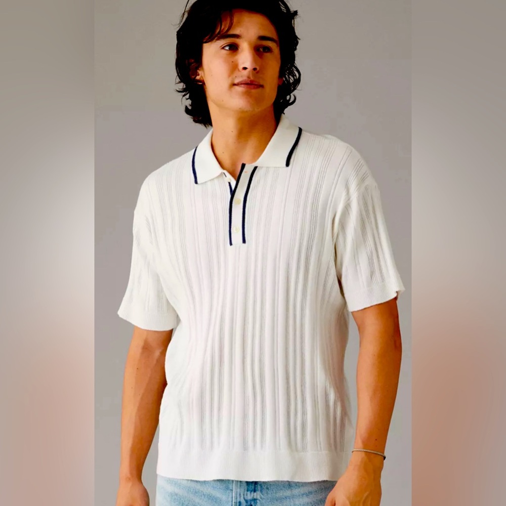 AE OUTFITTERS Weekend Tipped Sweater Polo Shirt